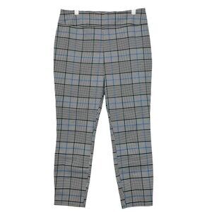New York & Company Plaid Whitney Stretch Pull-on Ankle Pants Black Gray Large